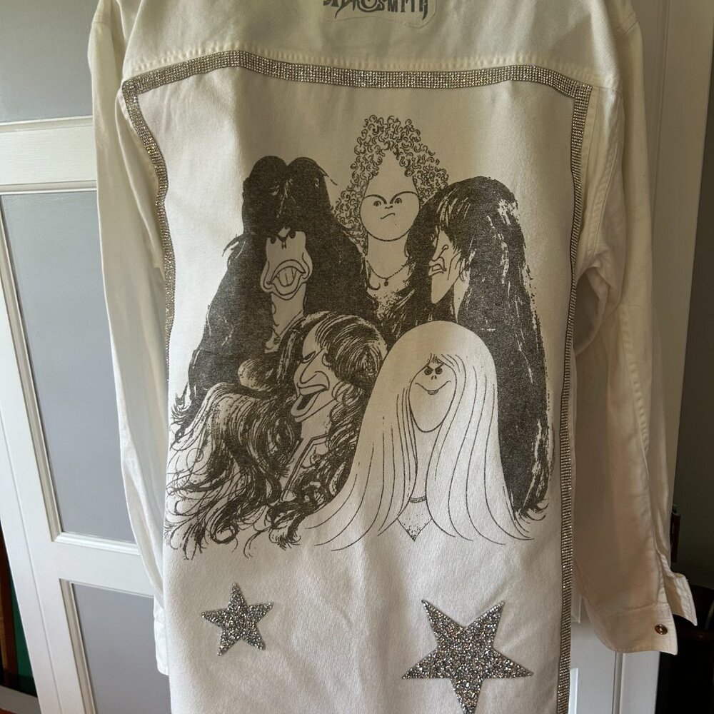 Upscaled32 -Aerosmith Inspired White Denim Jacket